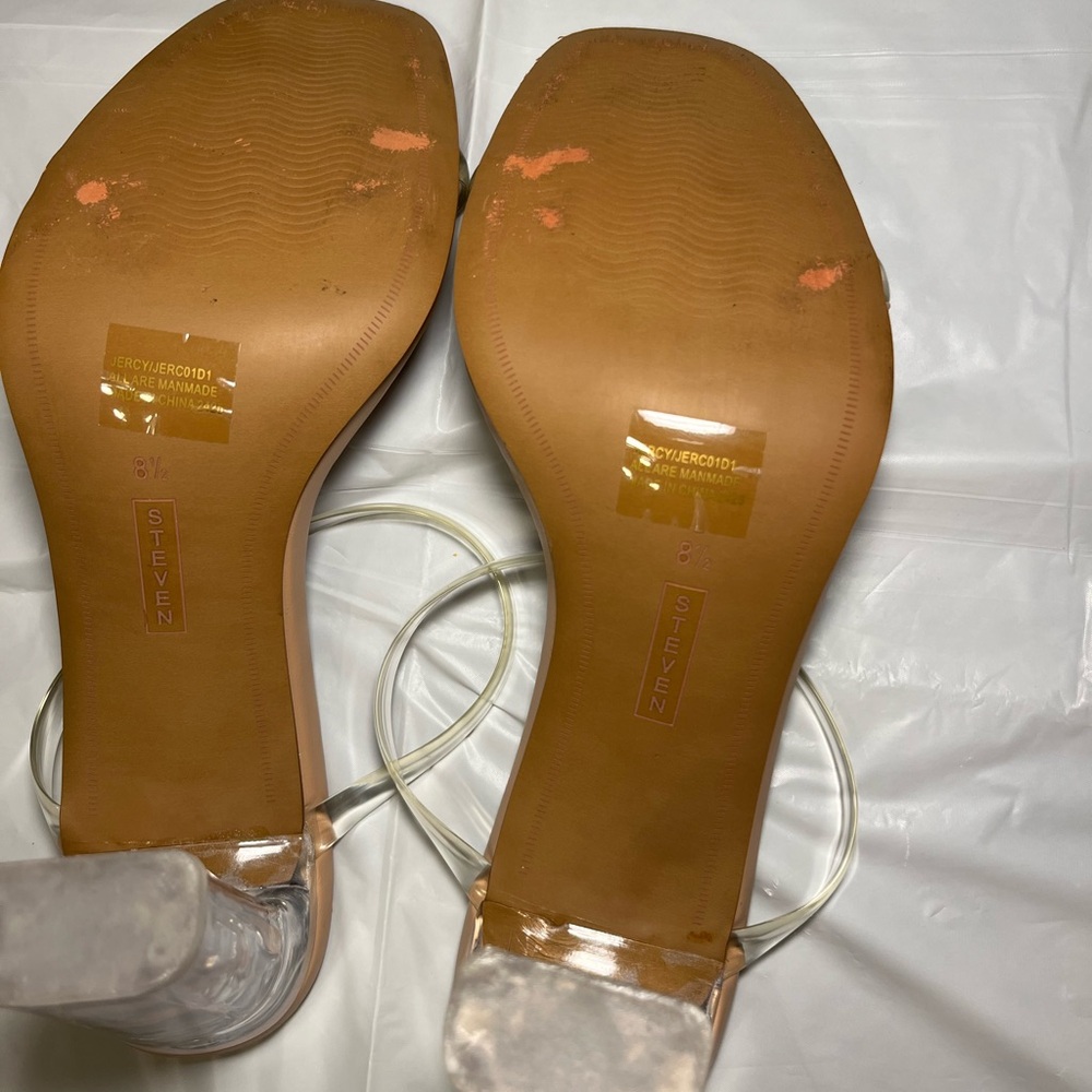 Steve Madden Nude Heels with Clear Straps - Picture 7 of 11